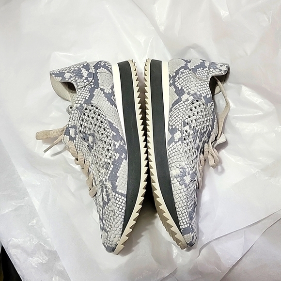 Pedro Garcia Omega Python Sneakers Lace Up Platform Lug Sole Perforated Chalk - Picture 7 of 11